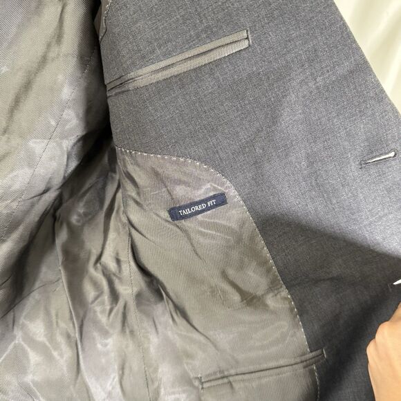 Jos A Bank 1905 100% Wool Blazer Men's 44 Grey Blue 2 Button Front Tailored Fit - Picture 5 of 10